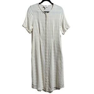 Evidnt Los Angeles Linen Blend Textured Woven Minimalist Midi Dress Women's M